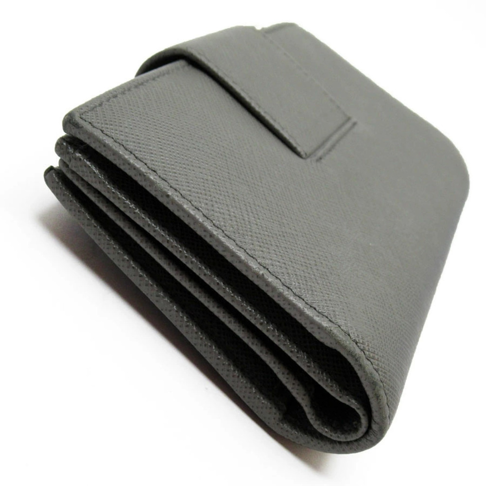 Prada fold Leather Gray Bi Wallet Gray